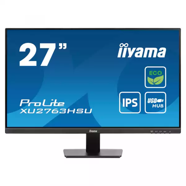 Монитор IIYAMA XU2763HSU-B1, 27", IPS LED panel, 3-side borderless, Anti-Glare, 16:9, FHD 1920x1080, 100Hz, 3ms, 250cd/m2, 1300:1, 80M:1, FreeSync support, Blue light reducer, Flicker free, HDMI, DP, 2x USB, Speakers, Tilt, EPEAT Silver, VESA 100, Black, Energy Class B Монитор IIYAMA XU2763HSU-B1, 27", IPS LED panel, 3-side borderless, Anti-Glare, 16:9, FHD 1920x1080, 100Hz, 3ms, 250cd/m2, 1300:1, 80M:1, FreeSync support, Blue light reducer, Flicker free, HDMI, DP, 2x USB, Speakers, Tilt, EPEAT Silver, VESA 100, Black, Energy Class B