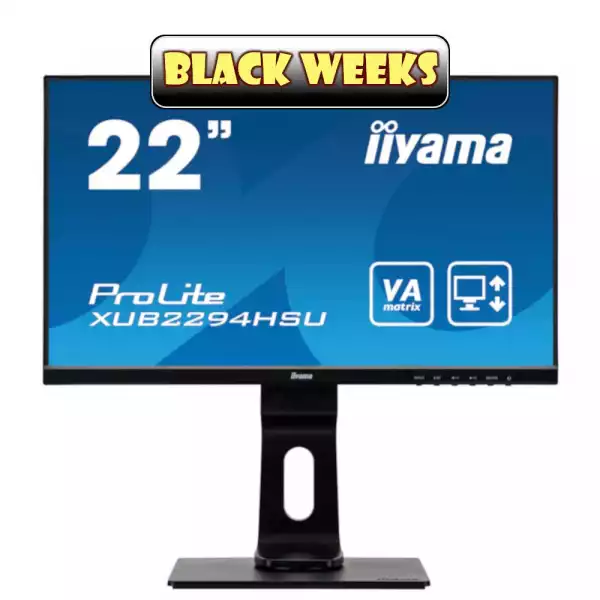 Монитор IIYAMA XUB2294HSU-B1 21.5" VA Panel LED Panel, 1920x1080, 250cd/m2, 3000:1, 4ms, VGA, HDMI, Displayport, USB, speakers, Height adjustment, Pivot, Черен