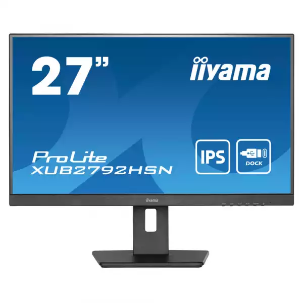 Монитор IIYAMA XUB2792HSN-B5 27", IPS LED Panel, 3-side borderless, Anti Glare, 16:9, 1920 x1080, 250cd/m2, 1000:1, 80M:1, 4ms, HDMI, DisplayPort, USB-C, 2x USB, DP Out, LAN, HDCP, Blue light reducer, Flicker free, Speakers, HAS, Swivel, Pivot, Tilt, VESA 100, Black