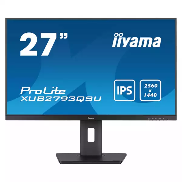 Монитор IIYAMA XUB2793QSU-B7, 27", IPS panel, AG, 16:9, QHD 2560x1440, 100Hz, 1ms, 300cd/m2, 1300:1, 80M:1, Blue light reducer, Flicker free, Adaptive Sync, i-style colour, HDMI, DP, 2x USB, Audio out, Speakers, HAS, Swivel, Tilt, Pivot, VESA 100, Black Монитор IIYAMA XUB2793QSU-B7, 27", IPS panel, AG, 16:9, QHD 2560x1440, 100Hz, 1ms, 300cd/m2, 1300:1, 80M:1, Blue light reducer, Flicker free, Adaptive Sync, i-style colour, HDMI, DP, 2x USB, Audio out, Speakers, HAS, Swivel, Tilt, Pivot, VESA 100, Black