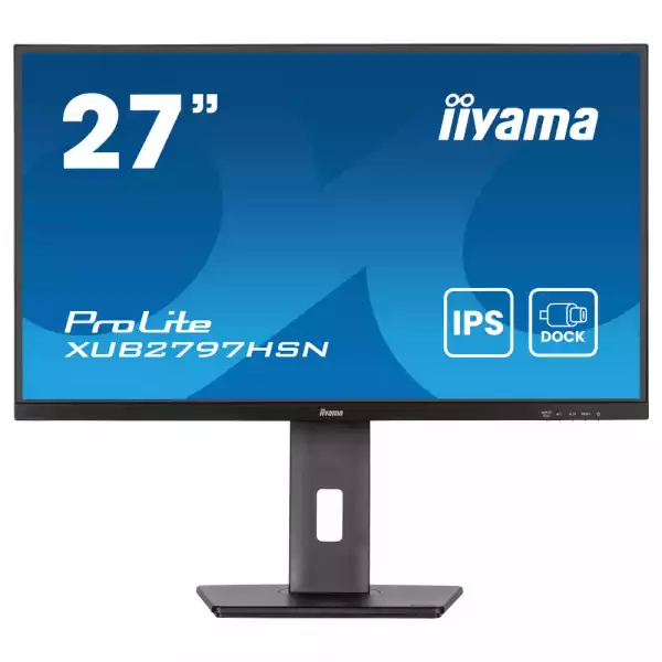 Монитор IIYAMA XUB2797HSN-B2, 27" IPS panel, Anti-Glare, 16:9, FHD 1920 x 1080, 300cd/m2, 1000:1, 80M:1, 1ms, 100Hz, Flicker free, Blue light reducer, Adaptive Sync, HDMI, DP, DP Out, USB-C, 4x USB, LAN, Speakers, HAS, Swivel, Tilt, Pivot, VESA 100, Black