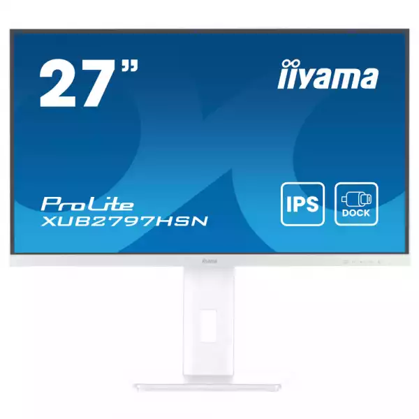 Монитор IIYAMA XUB2797HSN-W2, 27" IPS panel, Anti-Glare, 16:9, FHD 1920 x 1080, 300cd/m2, 1000:1, 80M:1, 1ms, 100Hz, Flicker free, Blue light reducer, Adaptive Sync, HDMI, DP, DP Out, USB-C, 4x USB, LAN, Speakers, HAS, Swivel, Tilt, Pivot, VESA 100, White