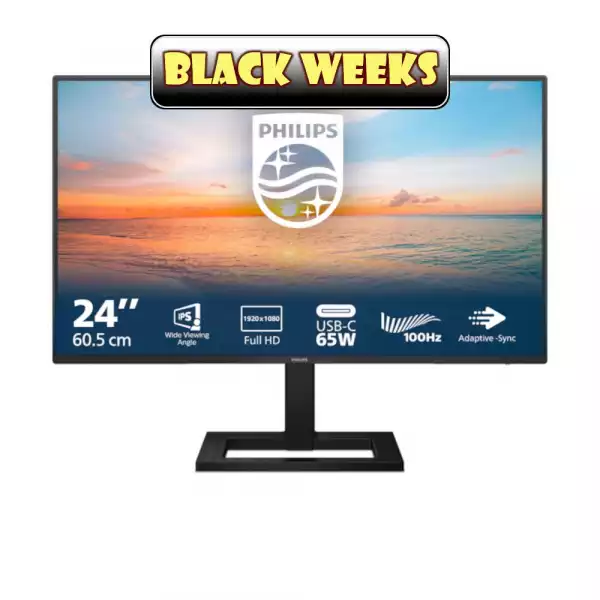 Монитор Philips 24E1N1300AE/00, 23.8", IPS WLED panel, AG, FHD 1920 x1080, 16:9, 100Hz, 1ms, 250 cd/m2, 1300:1, sRGB, Flicker Free, Low Blue Mode, EasyRead, HDMI, USB-C, 2x USB, Audio Out, Speakers, Tilt, HAS, VESA 100, Black Монитор Philips 24E1N1300AE/00, 23.8", IPS WLED panel, AG, FHD 1920 x1080, 16:9, 100Hz, 1ms, 250 cd/m2, 1300:1, sRGB, Flicker Free, Low Blue Mode, EasyRead, HDMI, USB-C, 2x USB, Audio Out, Speakers, Tilt, HAS, VESA 100, Black