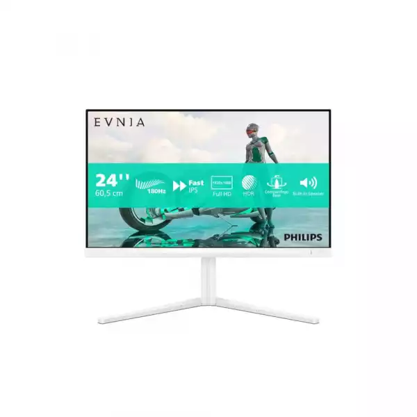 Монитор Philips 24M2N3201A/00, 23.8" IPS WLED panel, AG, 16:9, FHD 1920x1080, 300cd/m2, 1000:1, 0.5ms, 180Hz, sRGB, DCI-P3, HDR 10, SmartContrast, Low Input Lag, 2x HDMI, DisplayPort, Audio out, Speakers, HAS, Swivel, Tilt, Pivot, VESA 100, White