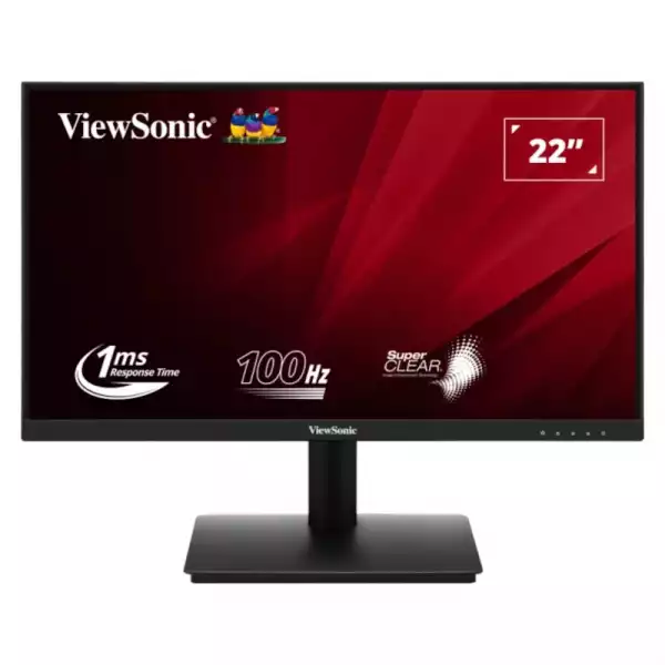 Монитор ViewSonic VA220-H, 21.5", VA panel, FHD 1920 x1080, Anti-Glare, 16:9, 250cd/m2, 4000:1, 1ms, 100Hz, Flicker-Free, Blue Light Filter, VGA, HDMI, Tilt, VESA 75, Black