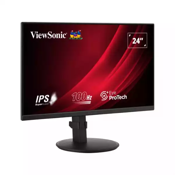 Монитор ViewSonic VA2408-HDJ, 23.8", IPS panel, 16:9, AG, FHD 1920x1080, 250cd/m2, 1300:1, 100Hz, 5ms, Flicker-Free, Eye ProTech+, VGA, HDMI, DP, Audio out, HAS, Swivel, Tilt, Pivot, VESA 100, Black