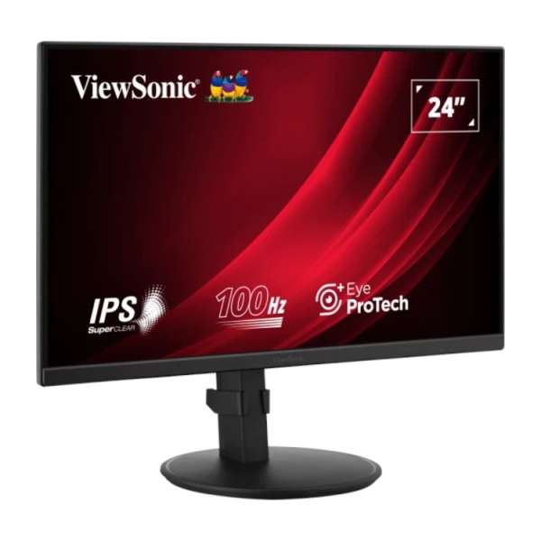 Монитор ViewSonic VG2408A, 23.8", IPS panel, 16:9, AG, FHD 1920x1080, 250cd/m2, 1300:1, 100Hz, 5ms, Eye ProTech+, Flicker- Free, VGA, HDMI, DP, Audio out, Speakers, HAS, Swivel, Tilt, Pivot, VESA 100, Black