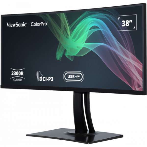 Монитор ViewSonic VP3881a 37.5 inch, IPS, WQHD+, 3840x1600, 21:9, 5ms, 300 cd/m2, Curved, 2300R, 94% DCI-P3, 100% sRGB, REC709, 2xHDMI2.0, DisplayPort, USB-C, 2xUSB 3.2, LAN, Speakers, Height Adjust, Swivel, Tilt, Hardware Calibration, Black
