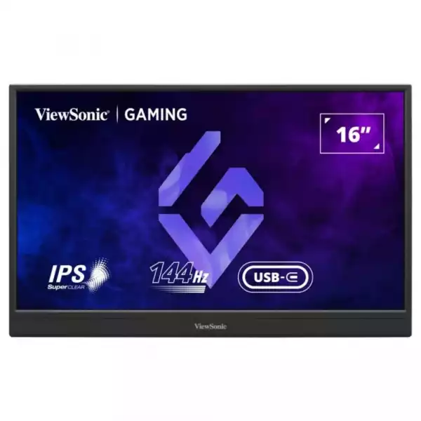 Монитор ViewSonic VX1654, 15.6" Portable Gaming Monitor, IPS, 16:9, AG, FHD 1920 x 1080, 250cd/m2, 800:1, 4.67ms, 144Hz, AMD Free Sync, 3H, mini HDMI, USB-C, Speakers, Adjustable kickstand, Black