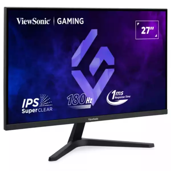 Монитор ViewSonic VX27G1-HD, 27"Gaming monitor, IPS panel, SuperClear, AG, FHD 1920x1080, 300cd/m2, 1000:1, 1ms, 180Hz, VRR, G-Sync compatible, HDR10, 2x HDMI, DP, Audio out, Tilt, VESA 100, Black