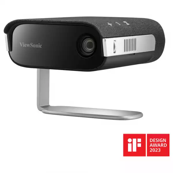 Проектор ViewSonic M1S, Portable LED projector, WVGA 854x480, 360 LED Lumens, 120000:1, Lens: F=1.7, f=5.5mm, Throw Ratio: 1.2, Image Size: 24"-100", HDMI, USB-C, USB-A, 360° projection, Keystone, Harman Kardon speakers, Built-in Battery