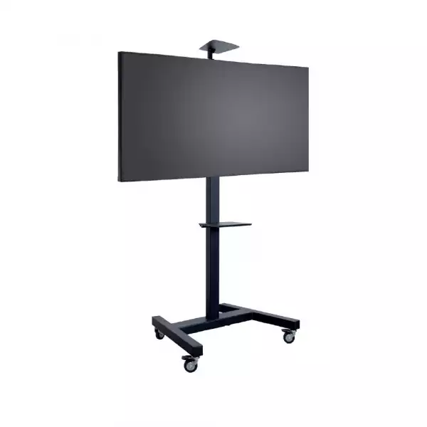Стойка за дисплей тип количка OMB 07147 FIX TROLLEY, for 46" - 90" displays, Max weight 80kg, VESA Min 200x200 and Max 800x600, Easy hanging, Hidden cables, With wheels, Manually Height Adjustable, Black
