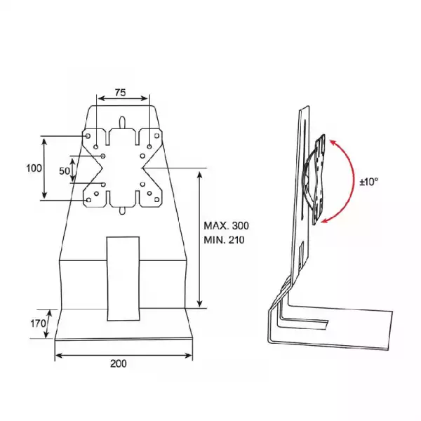 Стойка за монитор OMB TABLELIFT 10-26 inch, Max 5kg, 100x100, -10°/+10° Tilt, Height Adjust, Black, product code: 06186