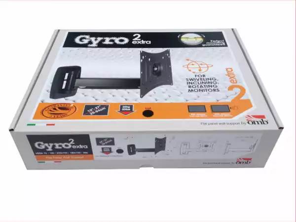 Стойка за стена OMB GYRO 2 EXTRA, 10"- 40", Max 25kg, Min VESA 75, Max VESA 200, Distance from wall - from 50mm to 290mm, 90° left/right turn, 90° rotation left/right, 10° down/ 10° up tilt, 360° rotation, Easy Hanging System, Aligning System, Easy Tilt, Черна product code: 06174