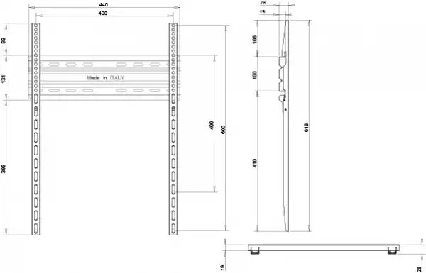 Стойка за стена OMB STRETCH 88" VERT, 86" - 88", Max 50kg, Min VESA 200, Max VESA 400x600, Distance from wall - 58 mm, Click Fix System, Черна product code: 6203