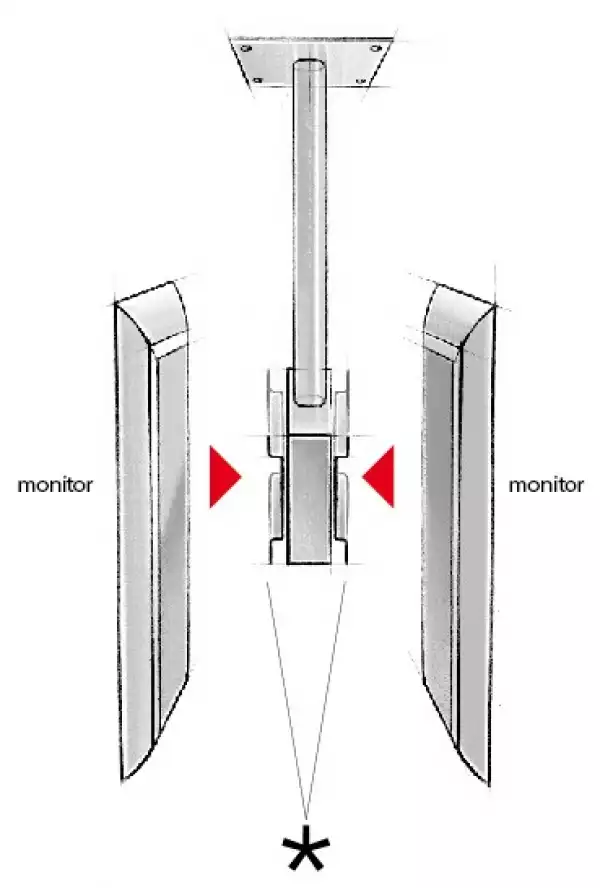 Стойка за таван OMB NEW LIFT, For one or two displays (one on each side), Height adjustment - from 600 mm to 1000 mm and rotation, Max 75kg total, Needs Slim600/Slim800 (and Tilt versions) P/N 06055