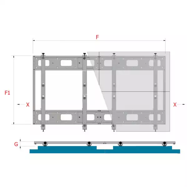 Стойка за видеостена OMB QUICK WALL 3x3 Landscape 46-47 inch, Max 30kg per display, Min 400x400, Max 600x400, Grey, product code: 07047