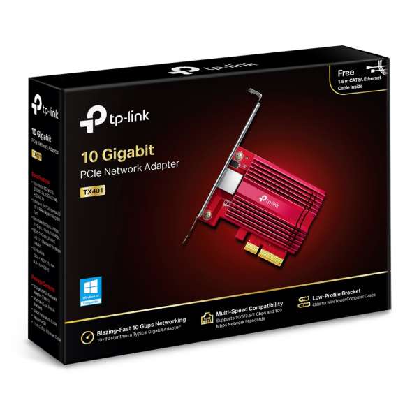 10Gbps PCI-e мрежова карта TP-Link TX401 с нископрофилна планка 10Gbps PCI-e мрежова карта TP-Link TX401 с нископрофилна планка