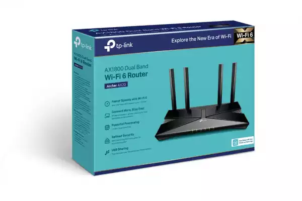 2-лентов безжичен рутер TP-Link Archer AX20 AX1800 EOL 2-лентов безжичен рутер TP-Link Archer AX20 AX1800 EOL