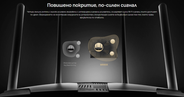 2-лентов гигабитен WiFi 6 рутер Mercusys MR80X AX3000 2-лентов гигабитен WiFi 6 рутер Mercusys MR80X AX3000