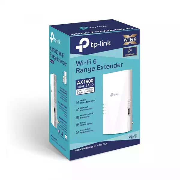 Удължител на обхват TP-Link RE600X AX1800 Wi-Fi 6 OneMesh 2-лентов