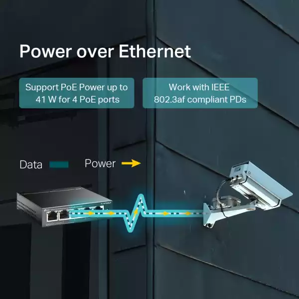 5-портов 10/100 Mbps комутатор TP-Link TL-SF1005LP с 4 PoE порта