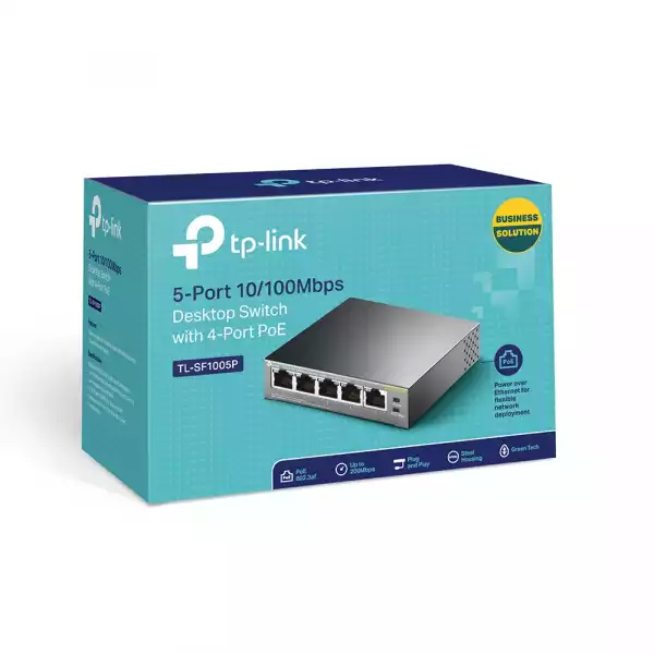 5-портов 10/100Mbps комутатор TP-Link TL-SF1005P с 4-PoE+ порта