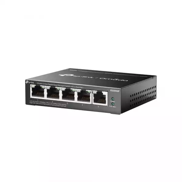 5-портов гигабитов управляем настолен комутатор TP-Link Omada ES205GP с 4-порта PoE+