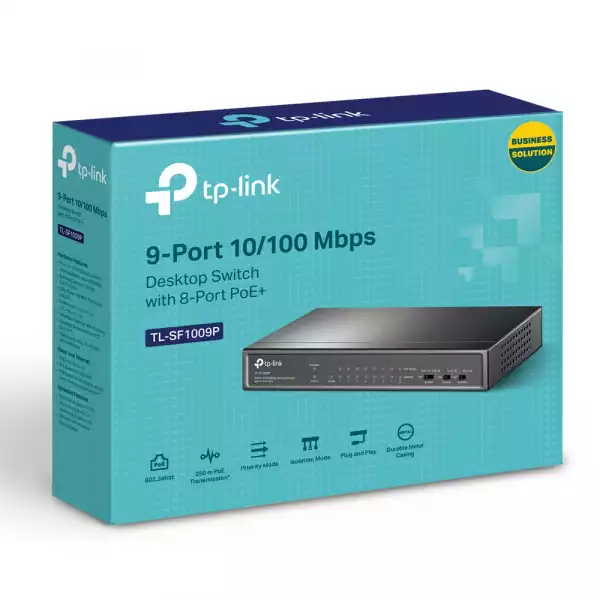 9-портов 10/100Mbps Desktop комутатор TP-Link TL-SF1009P с 8-PoE+ порта