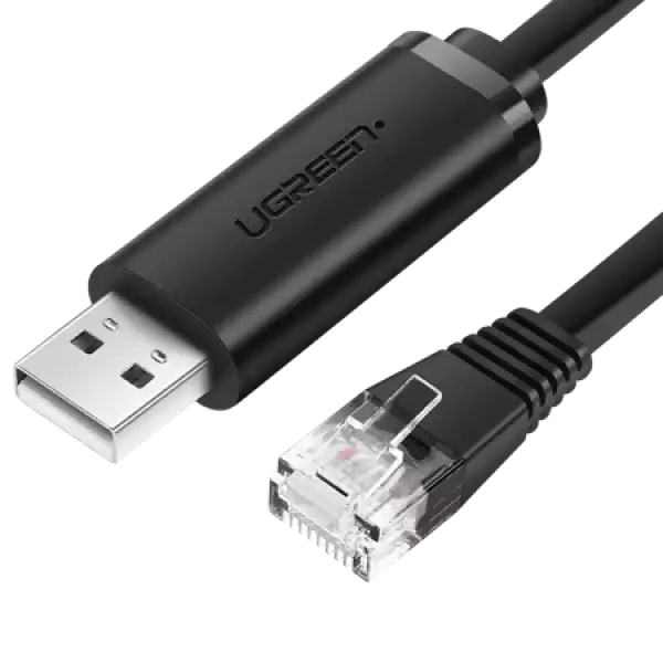 Мрежов кабел UGREEN CM204 USB - RJ45, конзолен 1.5м - черен Мрежов кабел UGREEN CM204 USB - RJ45, конзолен 1.5м - черен