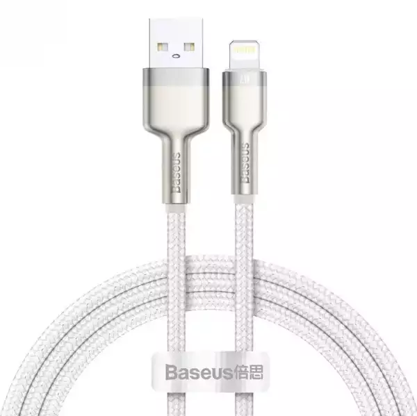 Кабел Baseus Cafule Metal Series USB-A към Lightning, 2м CALJK-B02 - бял