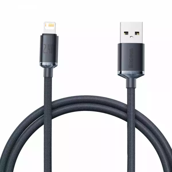 Кабел Baseus CAJY000101 Crystal Shine USB Type A към Lightning, 2.4A  2м - черен