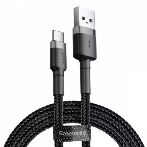 Кабел Baseus Cafule USB-A към USB-C, 2м, черен