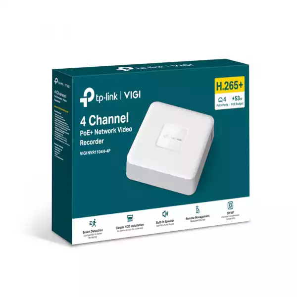NVR TP-Link VIGI NVR1104H-4P PoE+ Network Video Recorder 4-канален