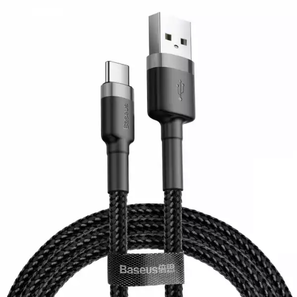 Кабел Baseus Cafule USB-A към USB-C 3A, 1м, черен