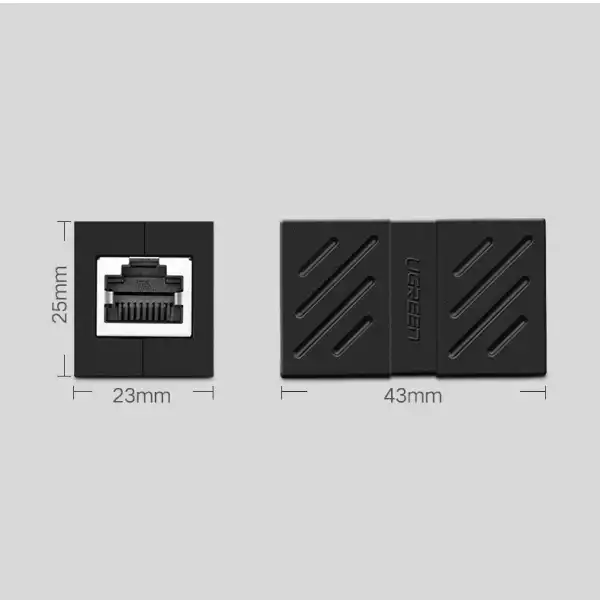 Мрежов кабелен конектор Ugreen Ethernet RJ45 10 Gbps NW114 20390 64234 - черен