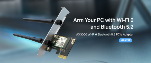 Безжичен Wi-Fi 6 PCIe Адаптер Mercusys MA80XE AX3000 Безжичен Wi-Fi 6 PCIe Адаптер Mercusys MA80XE AX3000
