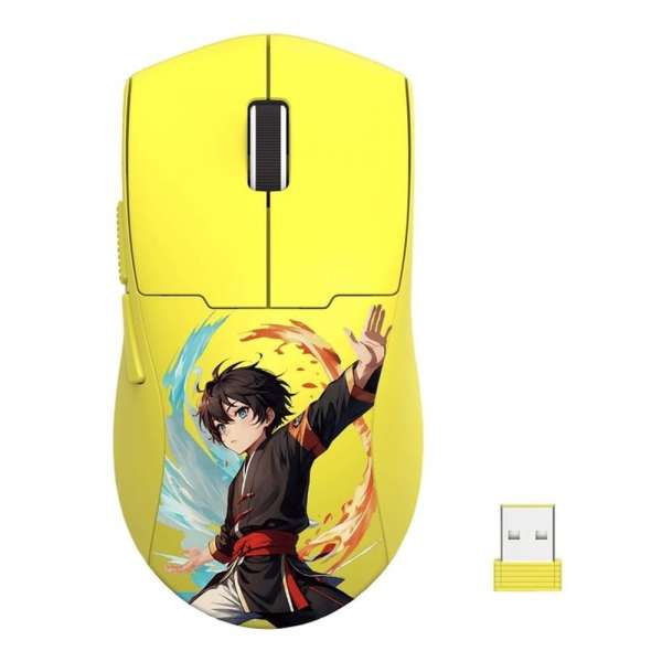 Безжична Bluetooth и кабелна геймърска мишка Redragon K1ng Max Anime M918AKB-PRO - жълта