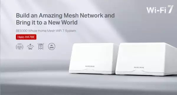 Безжична Wi-Fi 7 Mesh система Mercusys Halo H47BE(2-pack) BE9300 Безжична Wi-Fi 7 Mesh система Mercusys Halo H47BE(2-pack) BE9300