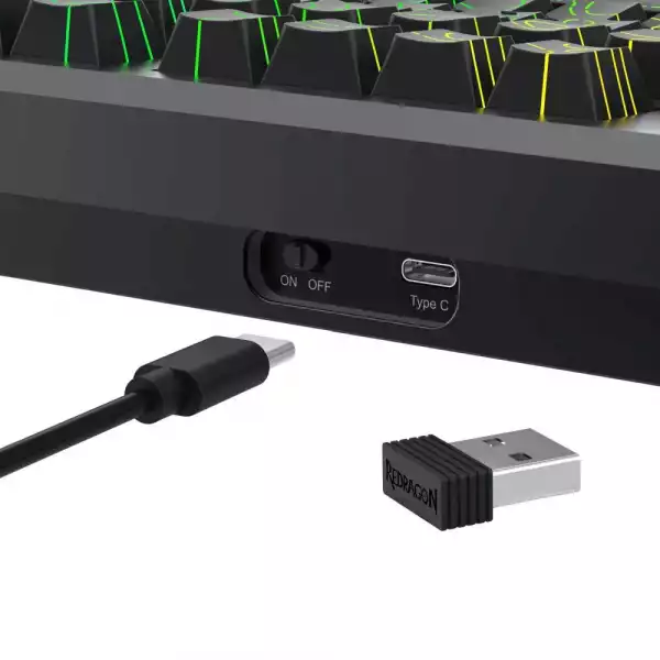 Bluetooth и безжична механична геймърска клавиатура Redragon Uranus 87 Pro K737B-RGB-PRO, RGB осветление - черна