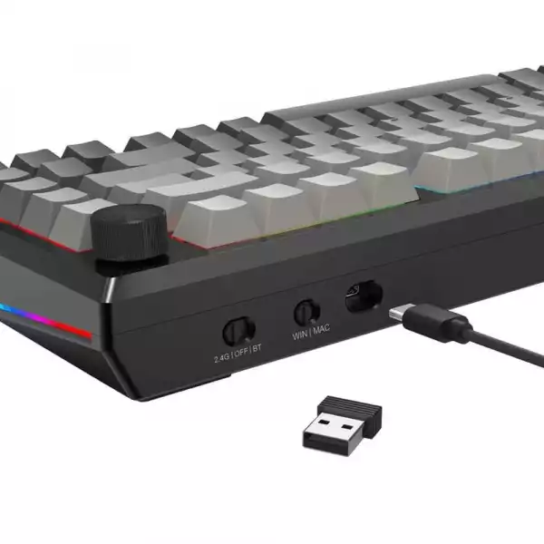 Bluetooth и безжична механична геймърска клавиатура Redragon Penumbra Pro K687GG-RGB-PRO с RGB осветление - черна