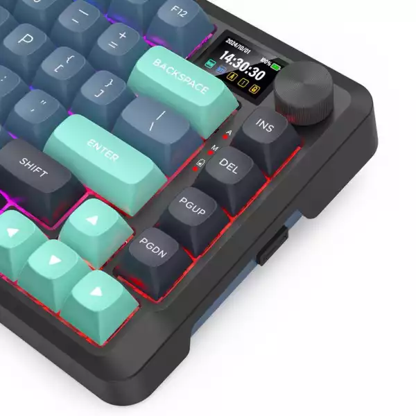 Bluetooth и безжична механична геймърска клавиатура Redragon Behemoth Pro K724GBG-RGB-PRO с RGB осветление - черна със зелено
