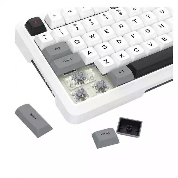 Геймърска Bluetooth безжична и жична механична клавиатура Redragon Bragi Pro K688WGL-RGB-PRO - бяло/сиво