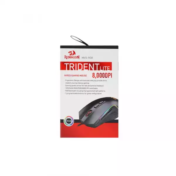 Геймърска мишка Redragon Trident Lite M613-RGB с RGB подсветка - черна
