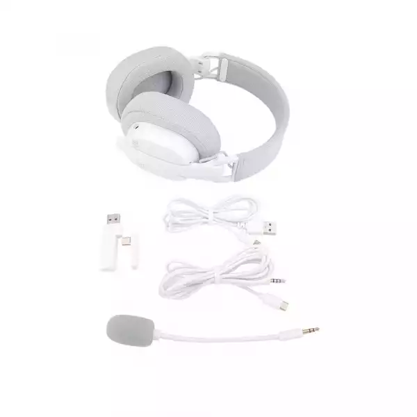 Геймърски слушалки Redragon Luce H888W с кабел и безжична Bluetooth връзка - бели