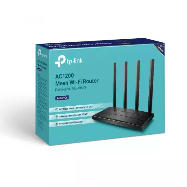 Гигабитов безжичен рутер TP-LINK Archer C6 v4.0 AC1200 MU-MIMO Гигабитов безжичен рутер TP-LINK Archer C6 v4.0 AC1200 MU-MIMO