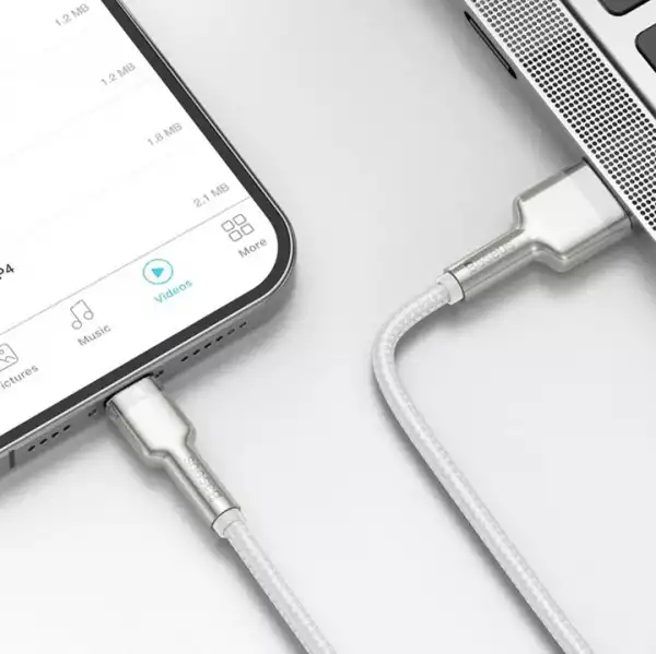 Кабел Baseus Cafule Metal Series USB-A към Lightning, 1м CALJK-A02 - бял