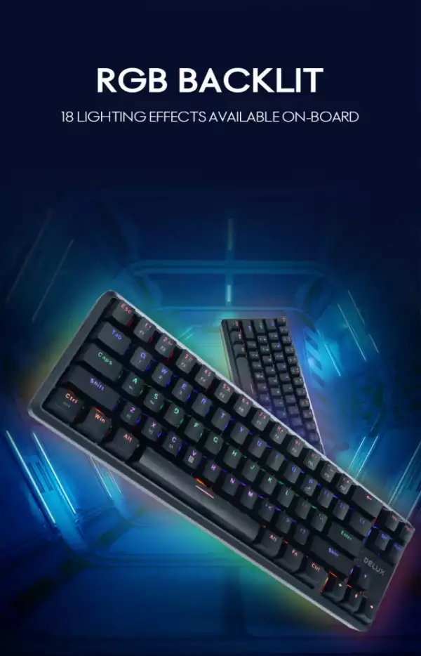 Клавиатура Delux KM32 механична геймърска USB Type-C/Bluetooth v5.0 Rainbow RGB LED