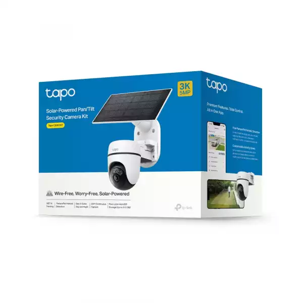Комплект охранителна камера със слънчев панел, Pan/Tilt TP-Link Tapo C630 KIT
