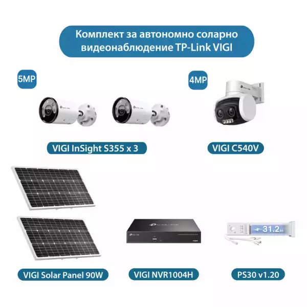 Комплект за професионално автономно соларно видеонаблюдение TP-Link VIGI